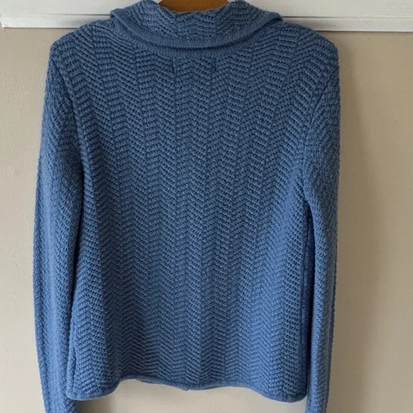 Bloomingdale's Dusty Blue Knit Button-Front Jacket/Cardigan - Picture 5 of 7